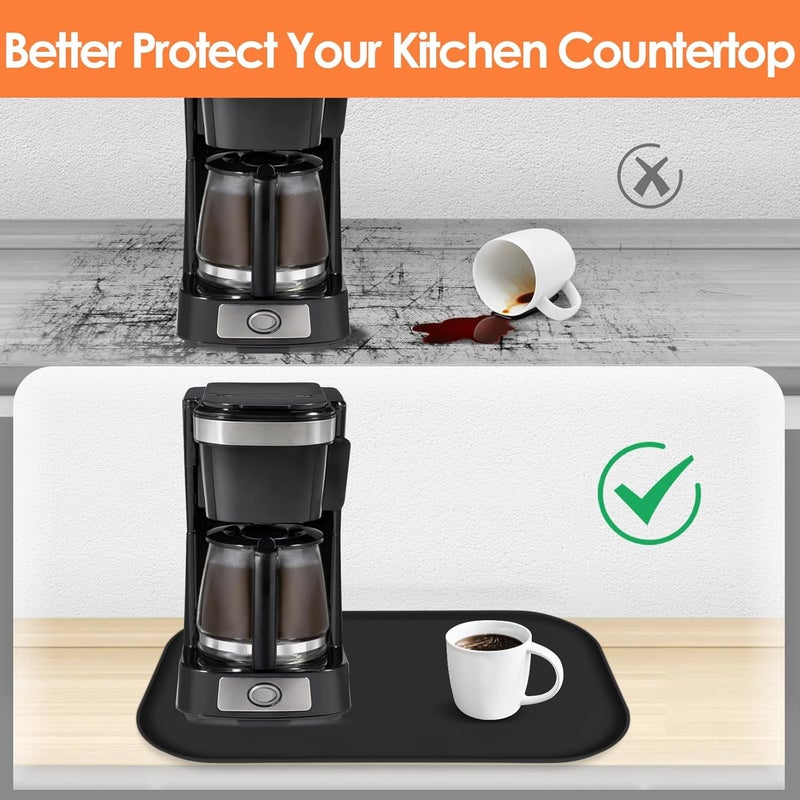 TOHONFOO Silicone Coffee Maker Mat with Lip, 24'' x 16'' Heavy Duty Coffee Maker Mat for Countertops, Coffee Tray Fit Under Coffee Machine Appliance Automatic Machines Espresso Accessory, Black - Image 3